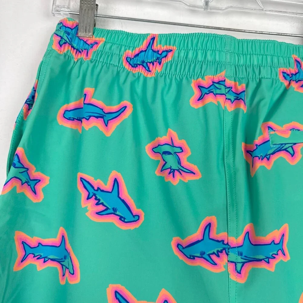 NWOT Chubbies Classic Swim Trunk 7" The Apex Swimmers Teal Sharks Size Large L - Picture 8 of 13